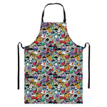 Graffiti Cartoon Characters Print Bib Apron With Pocket