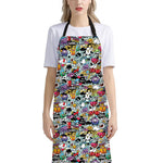 Graffiti Cartoon Characters Print Bib Apron With Pocket