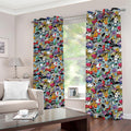 Graffiti Cartoon Characters Print Dimout Grommet Curtains