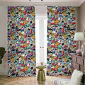 Graffiti Cartoon Characters Print Dimout Pencil Pleat Curtains