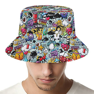 Graffiti Cartoon Characters Print Bucket Hat