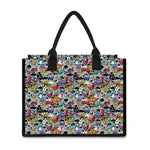 Graffiti Cartoon Characters Print Canvas Tote Bag
