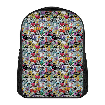 Graffiti Cartoon Characters Print Casual Backpack