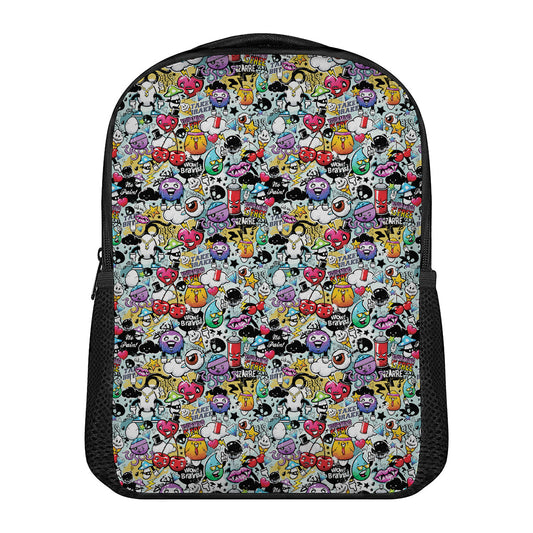 Graffiti Cartoon Characters Print Casual Backpack