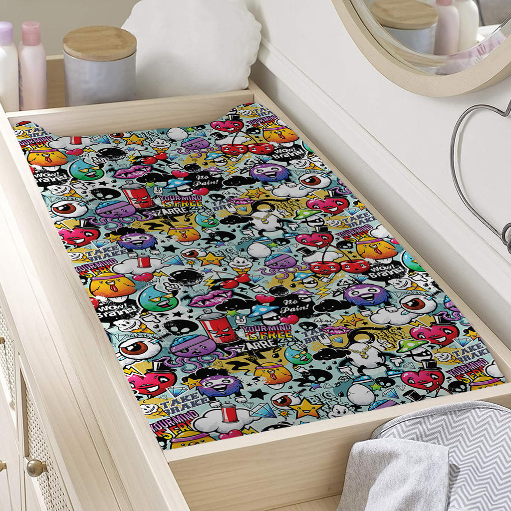 Graffiti Cartoon Characters Print Changing Pad Cover