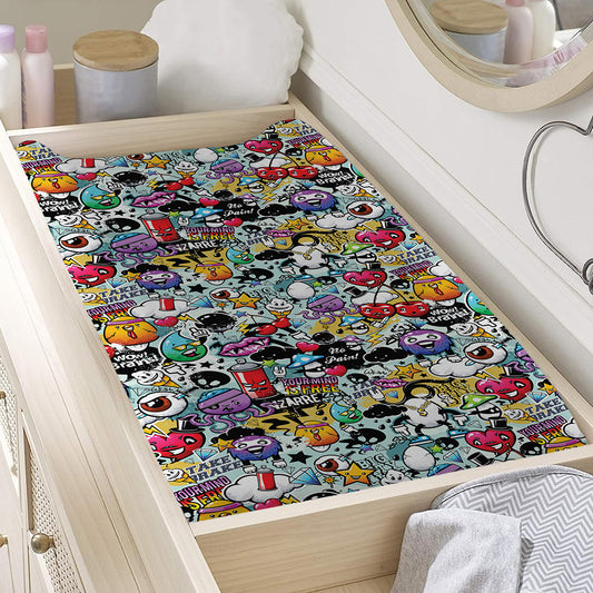 Graffiti Cartoon Characters Print Changing Pad Cover