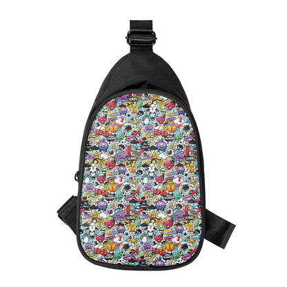 Graffiti Cartoon Characters Print Chest Bag