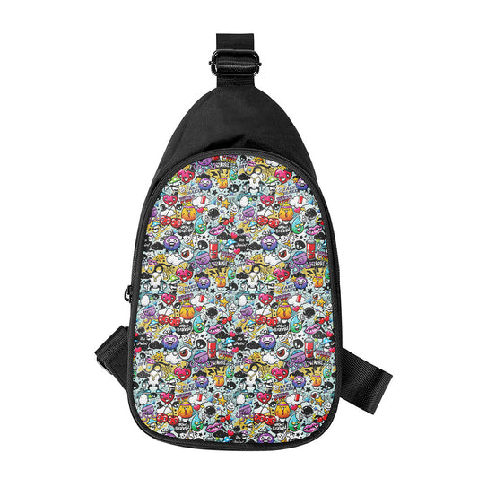 Graffiti Cartoon Characters Print Chest Bag