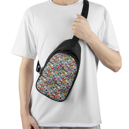 Graffiti Cartoon Characters Print Chest Bag