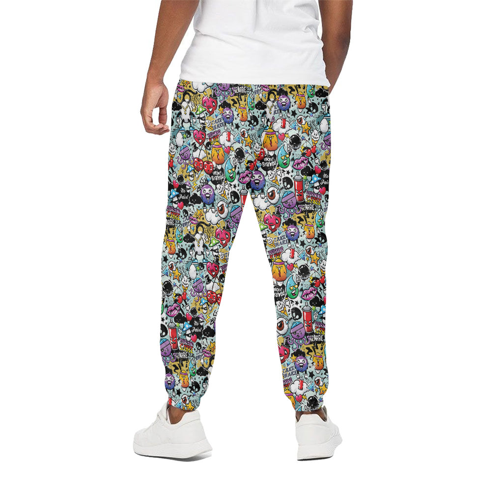 Graffiti Cartoon Characters Print Cotton Pants