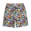 Graffiti Cartoon Characters Print Cotton Shorts