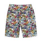 Graffiti Cartoon Characters Print Cotton Shorts