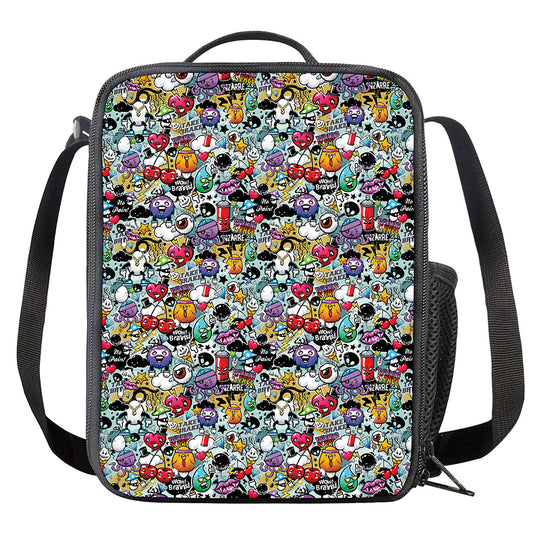 Graffiti Cartoon Characters Print Crossbody Lunch Bag