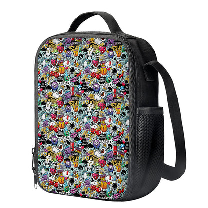 Graffiti Cartoon Characters Print Crossbody Lunch Bag