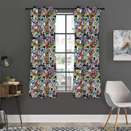 Graffiti Cartoon Characters Print Curtain