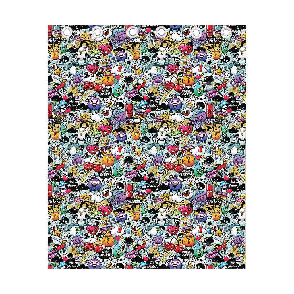 Graffiti Cartoon Characters Print Curtain