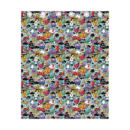 Graffiti Cartoon Characters Print Curtain