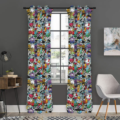 Graffiti Cartoon Characters Print Curtain