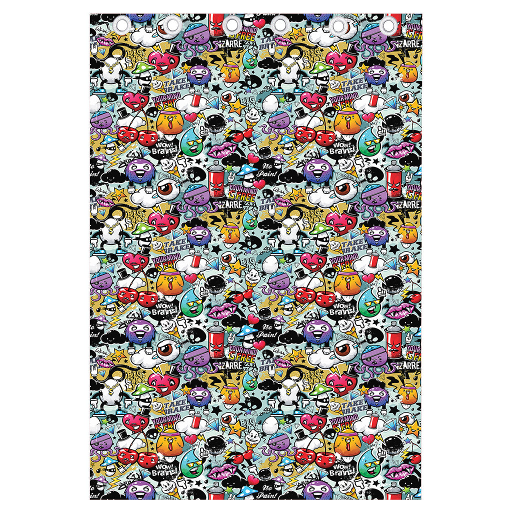 Graffiti Cartoon Characters Print Curtain