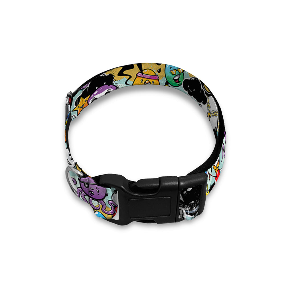 Graffiti Cartoon Characters Print Dog Collar