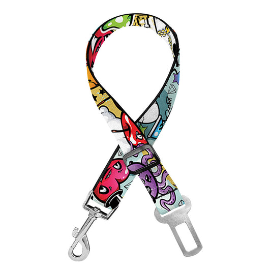 Graffiti Cartoon Characters Print Dog Seat Belt