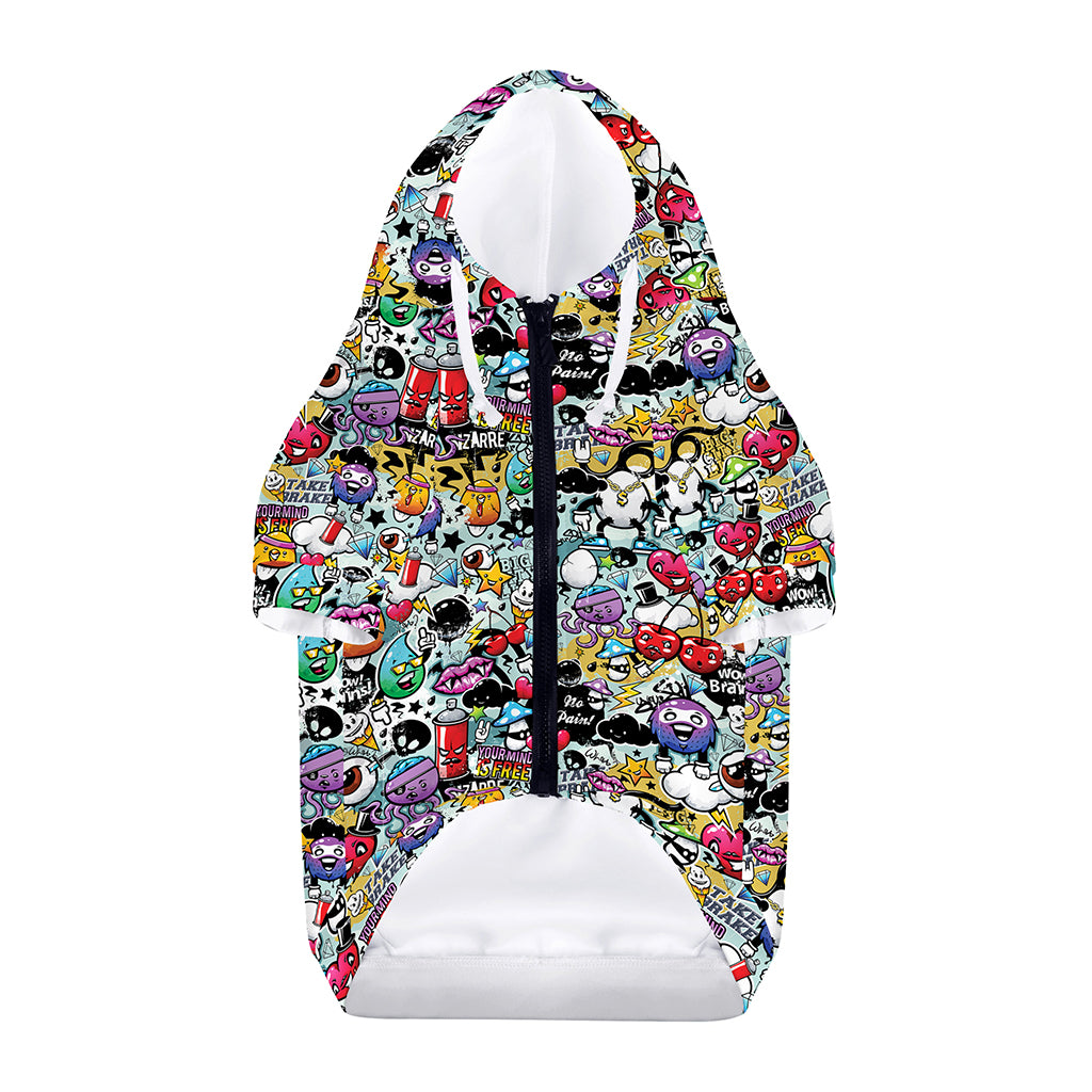 Graffiti Cartoon Characters Print Dog Zip Up Hoodie