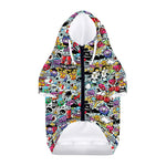 Graffiti Cartoon Characters Print Dog Zip Up Hoodie