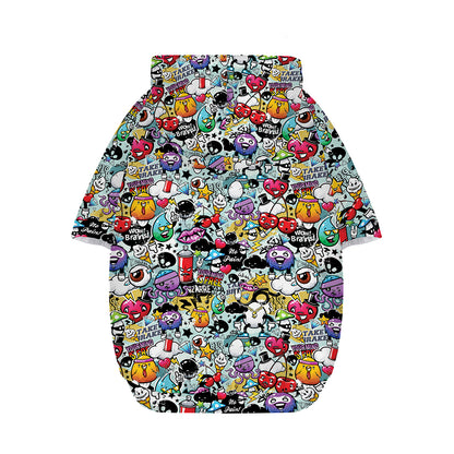Graffiti Cartoon Characters Print Dog Zip Up Hoodie