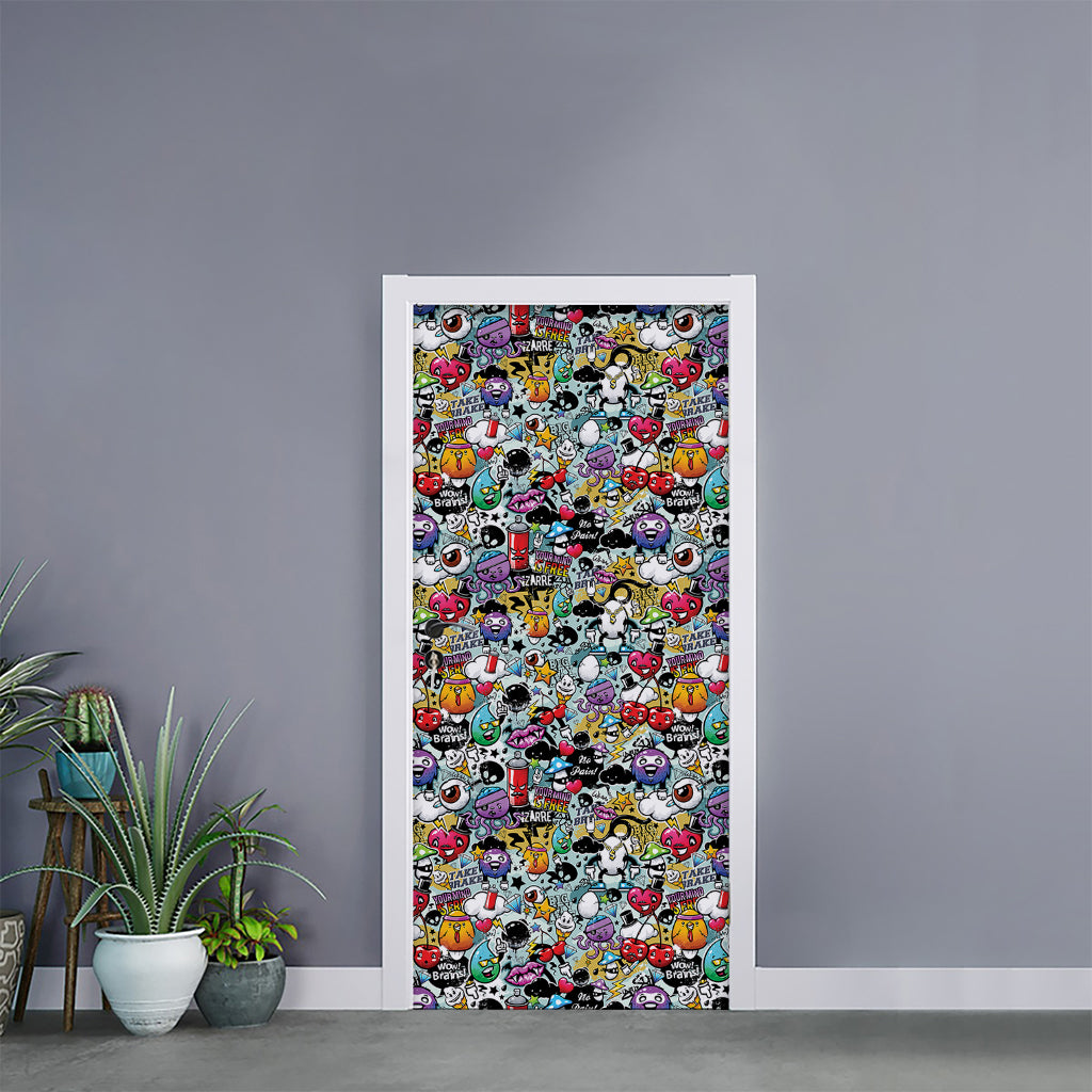 Graffiti Cartoon Characters Print Door Sticker