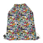 Graffiti Cartoon Characters Print Drawstring Bag