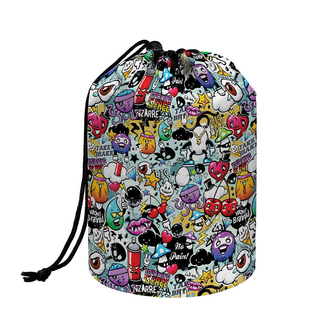 Graffiti Cartoon Characters Print Drawstring Makeup Bag