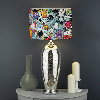 Graffiti Cartoon Characters Print Drum Lamp Shade