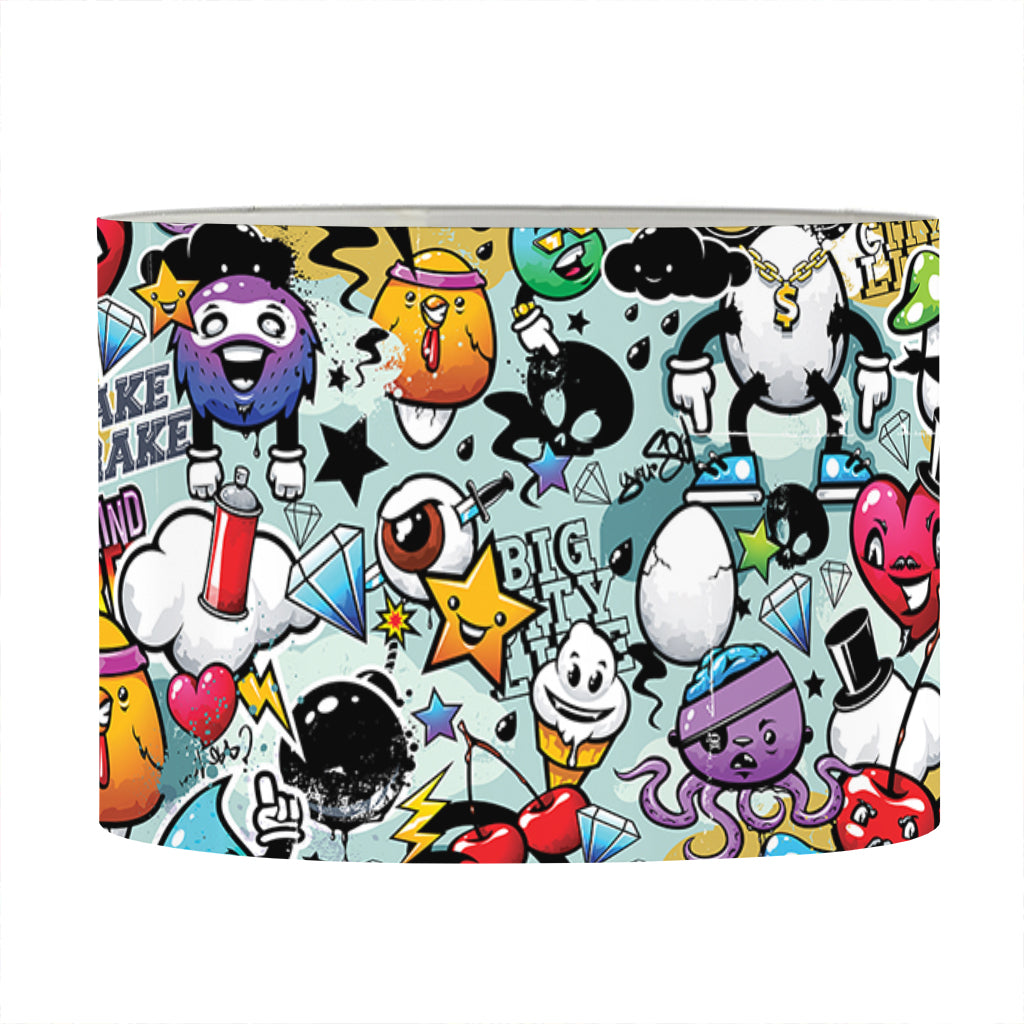 Graffiti Cartoon Characters Print Drum Lamp Shade