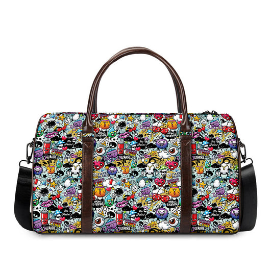 Graffiti Cartoon Characters Print Duffle Bag