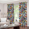 Graffiti Cartoon Characters Print Extra Wide Grommet Curtains