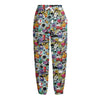 Graffiti Cartoon Characters Print Fleece Lined Knit Pants