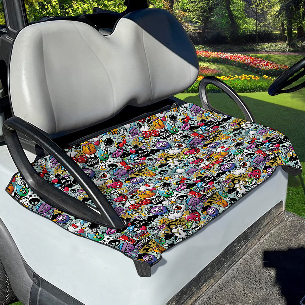 Graffiti Cartoon Characters Print Golf Cart Seat Cover