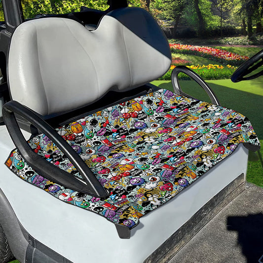 Graffiti Cartoon Characters Print Golf Cart Seat Cover