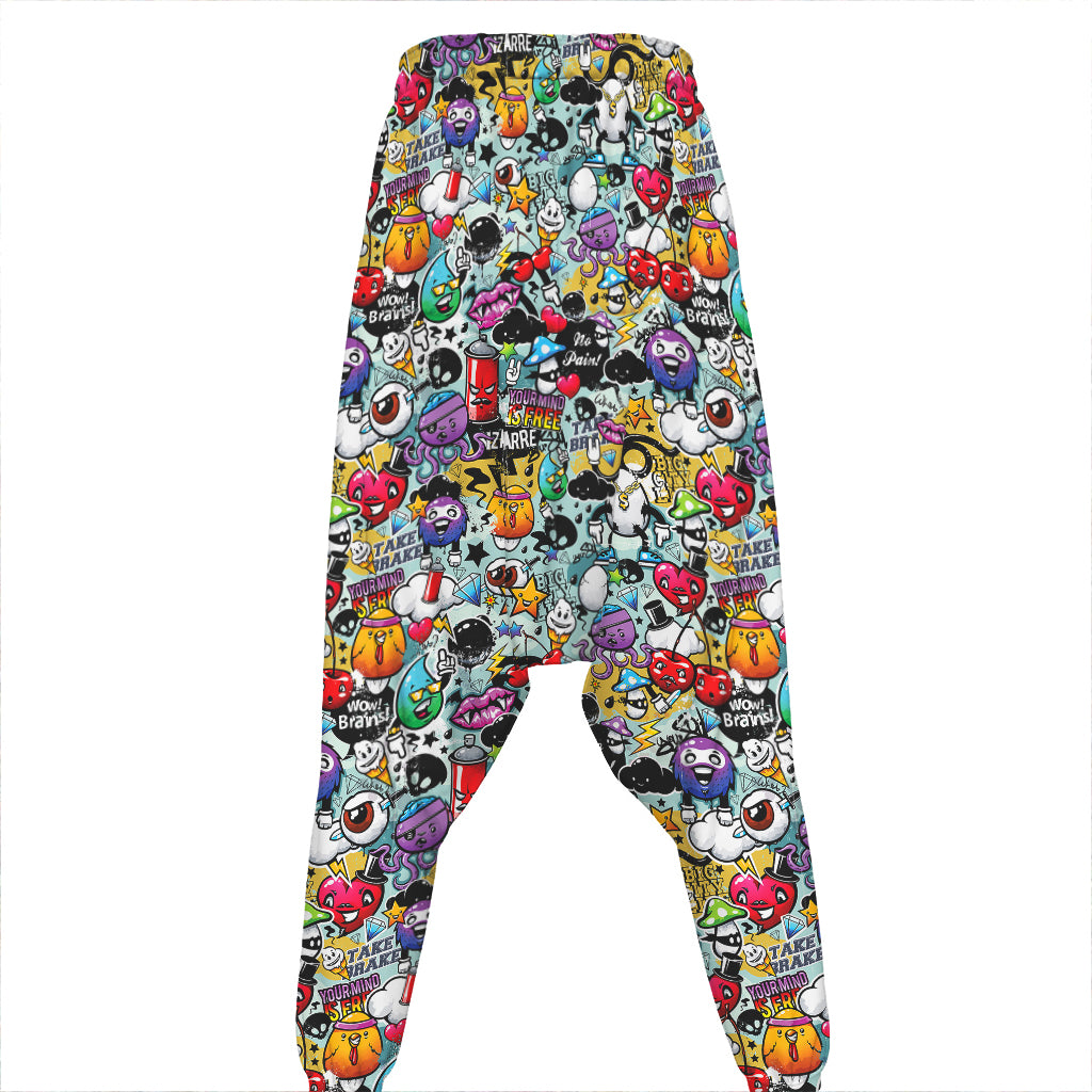 Graffiti Cartoon Characters Print Hammer Pants