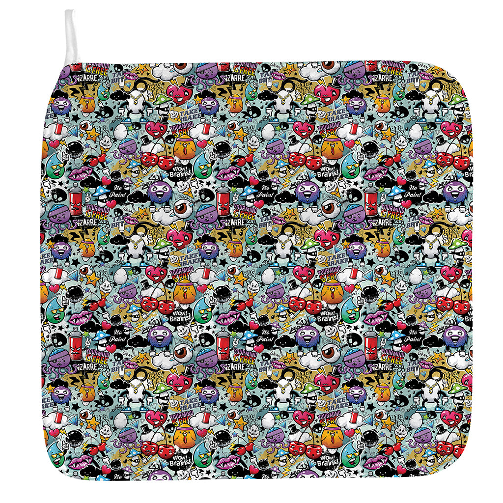 Graffiti Cartoon Characters Print Hand Towel