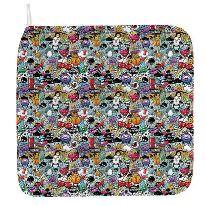 Graffiti Cartoon Characters Print Hand Towel