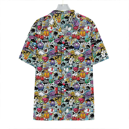 Graffiti Cartoon Characters Print Hawaiian Shirt