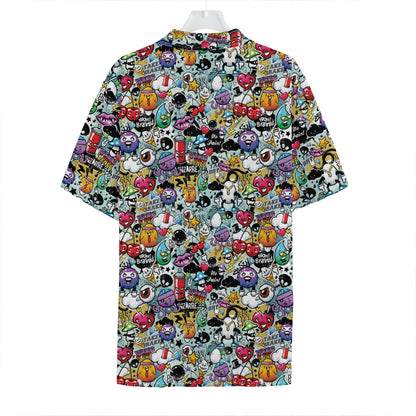 Graffiti Cartoon Characters Print Hawaiian Shirt