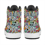 Graffiti Cartoon Characters Print High Top Leather Sneakers