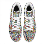 Graffiti Cartoon Characters Print High Top Leather Sneakers