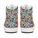 Graffiti Cartoon Characters Print High Top Leather Sneakers