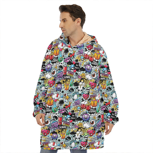 Graffiti Cartoon Characters Print Hoodie Blanket