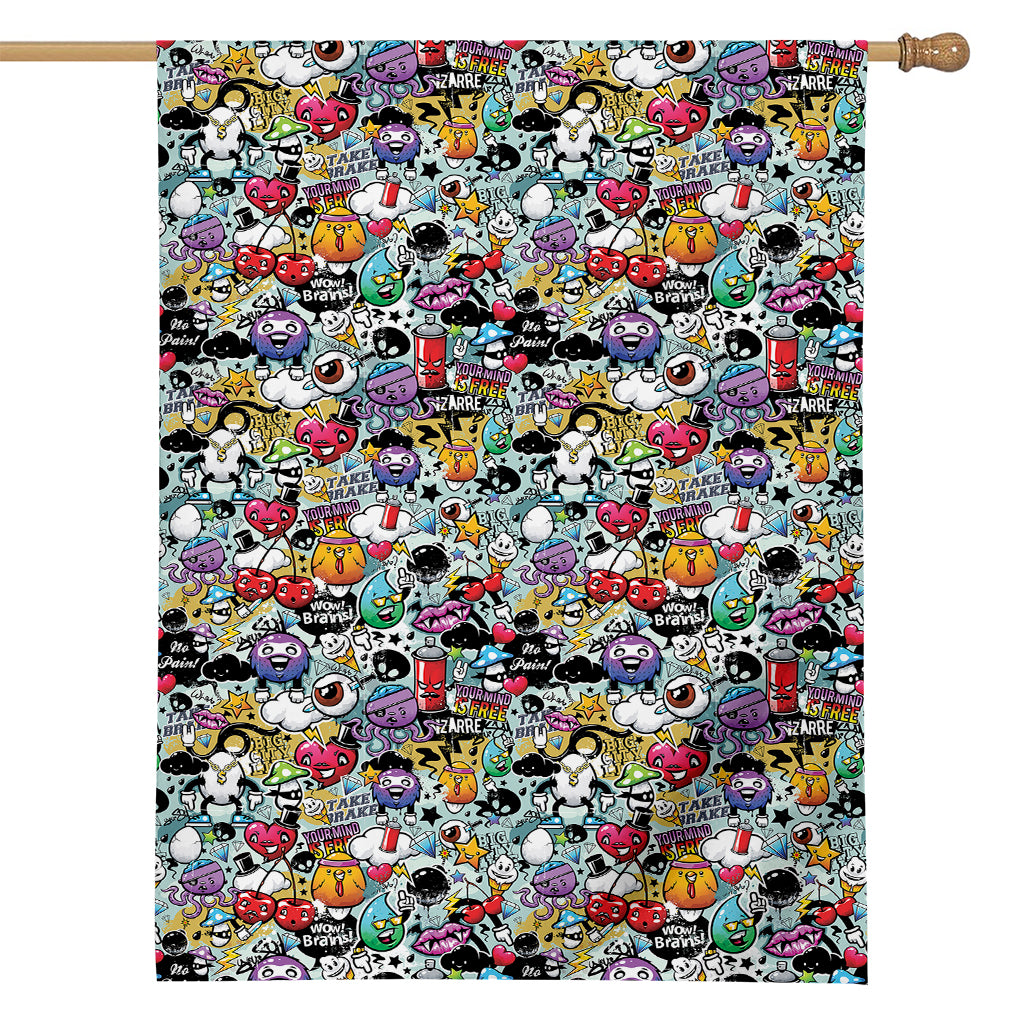 Graffiti Cartoon Characters Print House Flag