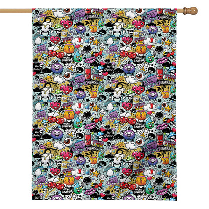 Graffiti Cartoon Characters Print House Flag