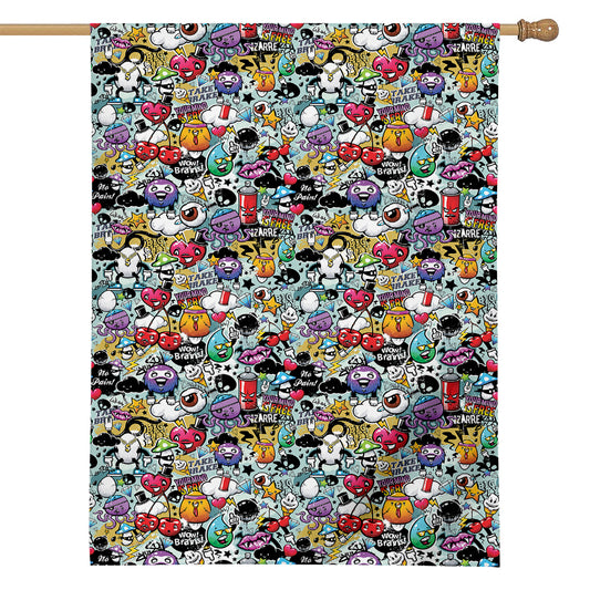 Graffiti Cartoon Characters Print House Flag